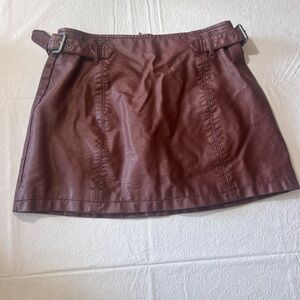 Fee People Leather Skirt